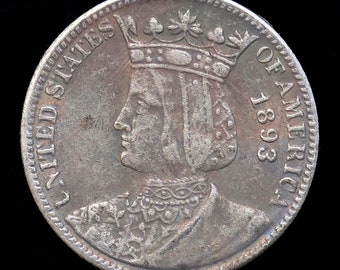 1893 Isabella Columbian Commemorative Quarter Dollar Silver Plated Coin - Circulated
