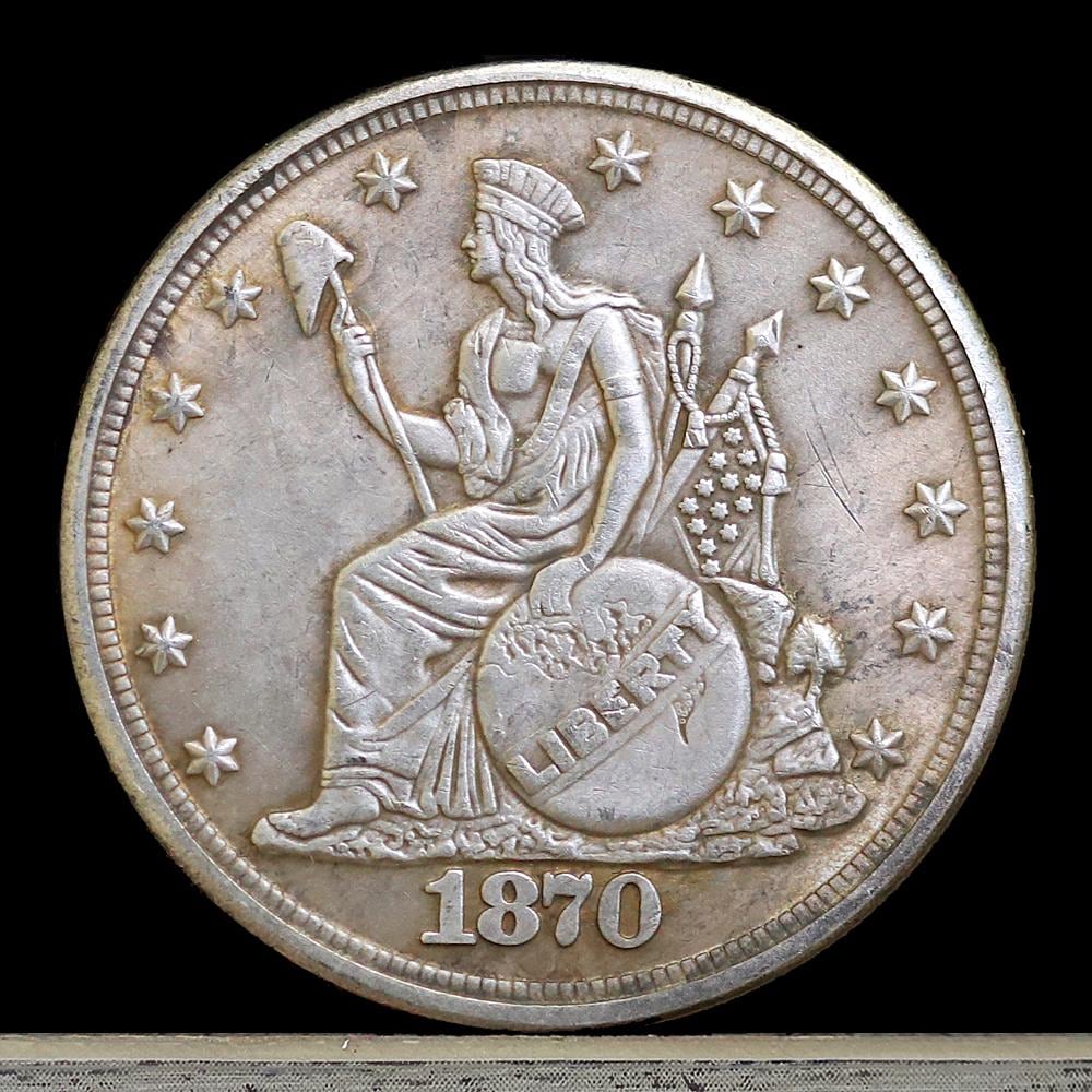 Pattern 1870 Indian Headdress Seated Liberty Dollar Silver Plated