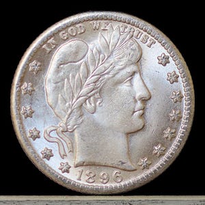 1896 / 1897 Barber Quarter Two Face Double Heads Silver Plated Error Coin - Uncirculated