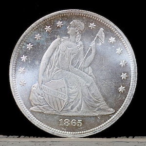 1865 Seated Liberty Dollar Silver Plated Coin - Uncirculated