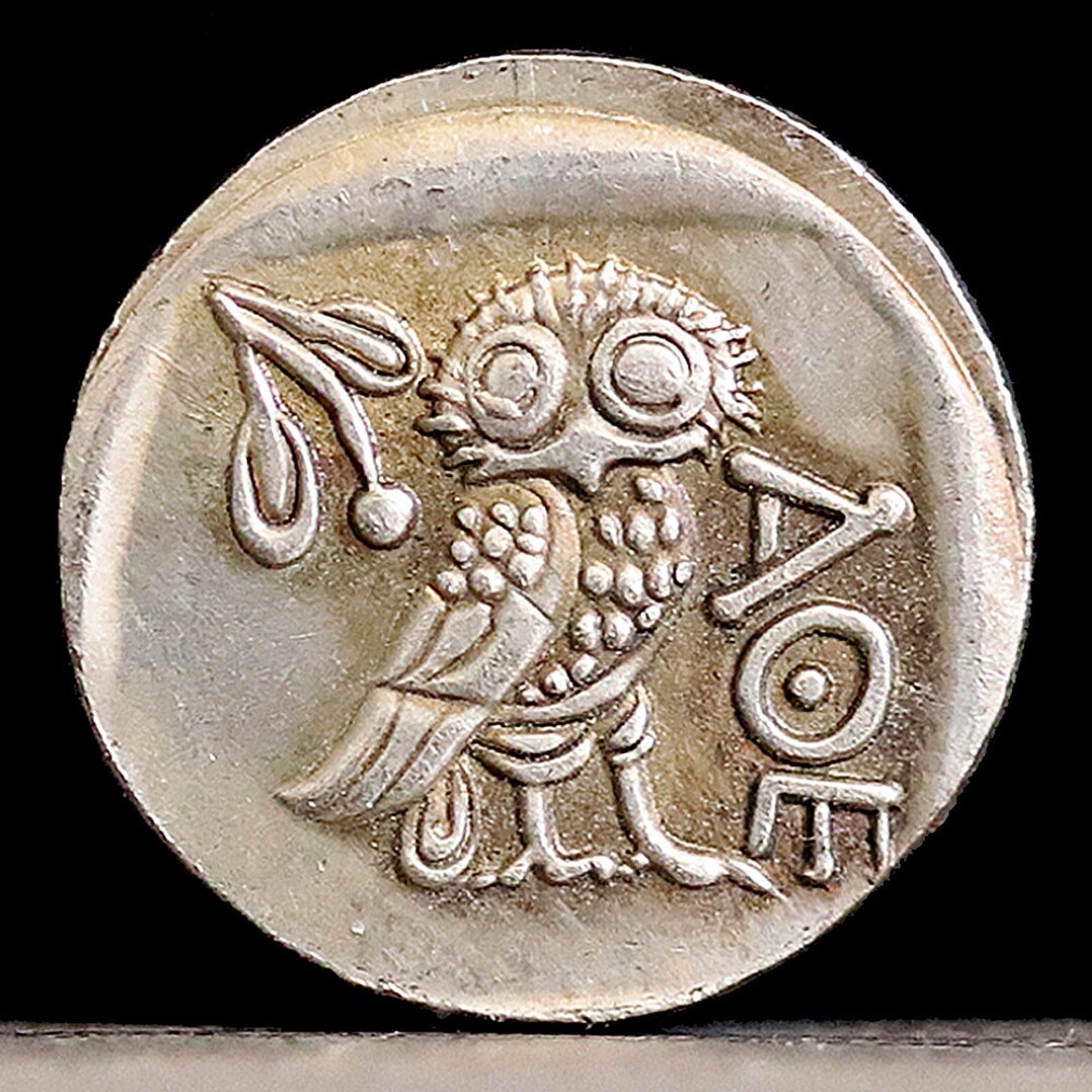 440404 BC Small Ancient Greek Coin Athena and Owl Silver Plated ...