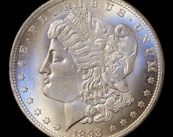 1893-S Morgan Dollar Silver Plated Coin Modern RESTRIKE Token - Uncirculated