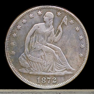 1872-CC Seated Liberty Half Dollar Silver Plated Coin - Circulated