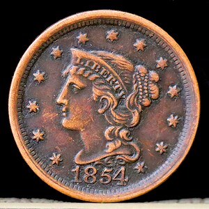 1854 Braided Hair Liberty Head Large Cent - Circulated