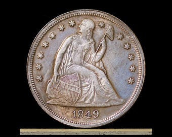 1849 Seated Liberty Dollar Silver Plated Novelty Coin Modern Restrike Token