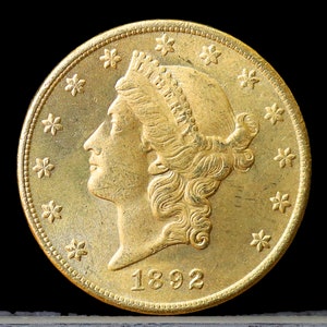 1892 Twenty Dollar Liberty Double Eagle Gold Plated Coin - Uncirculated