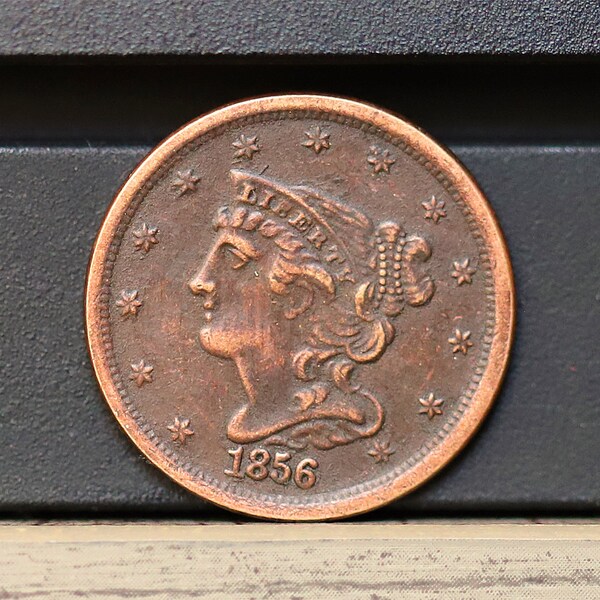 1856 Braided Hair Copper Half Cent - Circulated