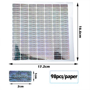 100 Security Hologram Stickers Serial Numbers Tamper Evident Warranty Labels