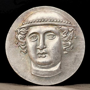 398-381 BC Ancient Greek Coin Head of Hermes and Goat - Silver Plated Tetradrachm 28mm