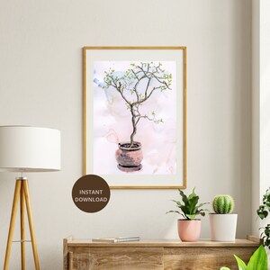 Potted Tree Watercolour and Ink Painting Printable Poster INSTANT DOWNLOAD Original