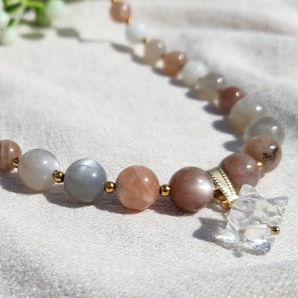 Collier pierre de lune avec pendentif en quartz transparent or rempli ou bijoux en argent 925 Cristal de 150 carats Cadeaux pour elle Cadeaux d'anniversaire Cadeaux de Noël