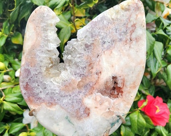 Gemmy Pink Amethyst Slab Purple Amethyst and Clear Quartz Cluster 1.6kg Crystal on Stand UK Shop