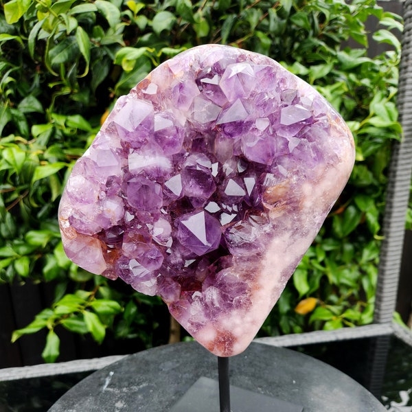 XL Statement Pink Amethyst & Large Amethyst Freeform on Custom Stand, 3.3kg, Healing Crystal, Home Décor, Luxury Home Accessories, Reiki