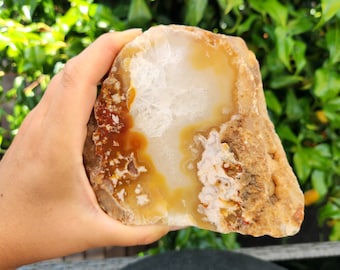 Große Blumen Achat Freeform Scheibe, Sugar Druzy Crystal, 0.6kg