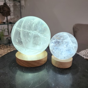 Crystal Sphere Stand ONLY, LED Crystal Ball Stand, USB Powered Light Stand, Crystal Stand, Wooden Stand, Bohemian Home Decor Gifts Crystals