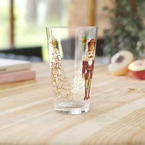 Pint Glas, 16oz, Nussknacker goldener Weihnachtsbaum
