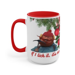 Yukon cornelius mug, yukon cornelius chistmas mug, rudolf the red nose riendeer mug, Two-Tone Coffee Mugs, 15oz