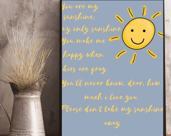You are my sunshine wall art for nursery