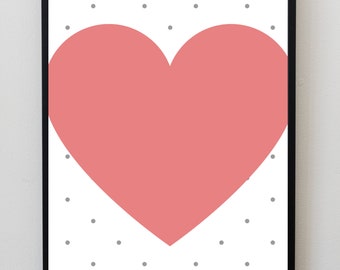 Wall Decor Heart With Dots Background Printable