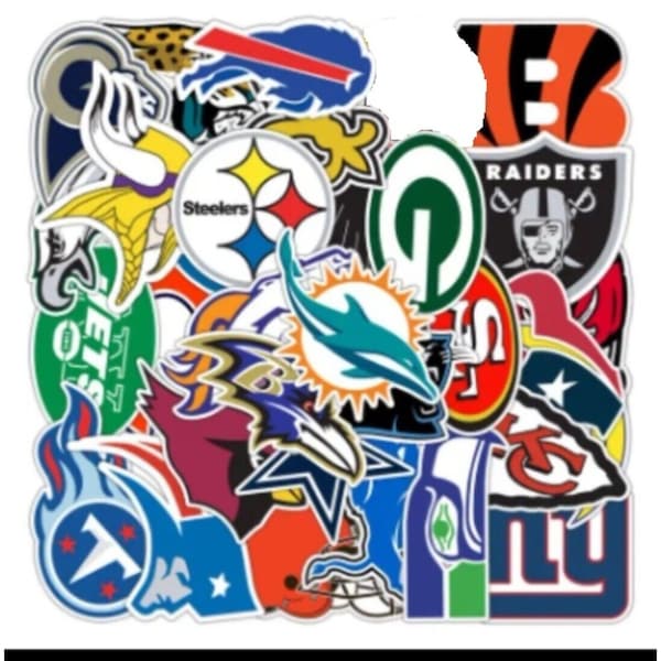 FULL 32 Pcs / Set Vinyl Stickers NFL All 32 Teams LOGO Football Waterproof Decal 2.5 - 3.5"