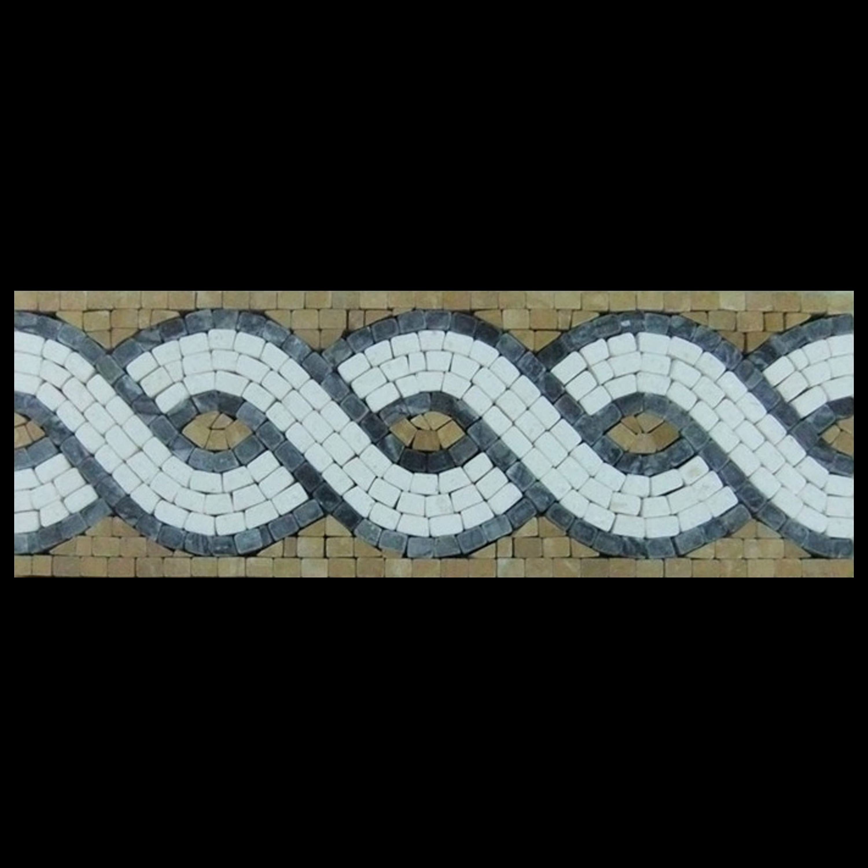Border Tile Pattern Jpg Geometric Wave Mosaic Art Print – Neutral Stone Border Design ...