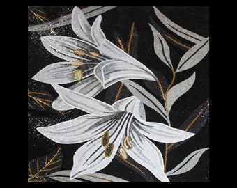 White Lilies Mosaic Wall Art