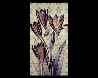 Handmade Pink and Purple Floral Mosaic .Wall Art | Elegant Botanical Glass Artwork | Modern Flower Mosaic Panel for Home Déco.