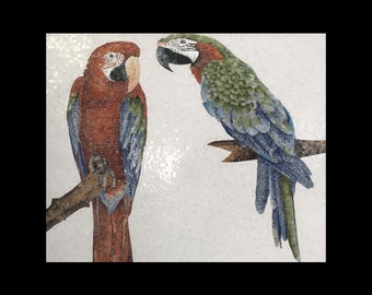 Handcrafted Parrot Mosaic Wall Art | Colorful Tropical Bird Tile Artwork | Exotic Handmade Nature Mosaic for Home, Patio & Garden Décor