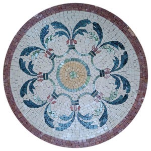 Modern Elegance Leaf Pattern Floor Mosaic Medallion