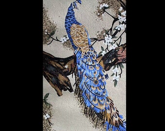 手作りの鳥のモザイクタイルアート：カラフルな大理石の壁装飾（16x16