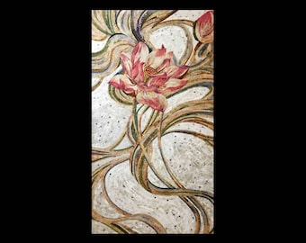 Elegant Lotus Mosaic Wall Art | Handmade Floral Tile Artwork | Serene Botanical Home Decor
