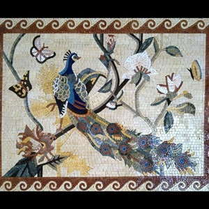 Sly Peacock Tile Mosaic Artwork