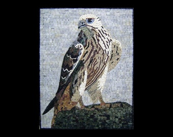 Majestic Falcon Mosaic Wall Art | Handcrafted Bird Tile Artwork | Wildlife-Inspired Stone Mosaic for Home, Office & Nature Lovers