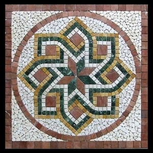 Magic Windmill Handmade Marble Floor: Geometric Star Mosaic Tile | Handcrafted Floor or Wall Inlay | Classic Decorative Tile for Entryway
