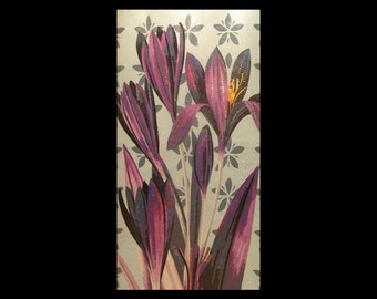 Purple Floral Mosaic Wall Art | Handcrafted glass tiles Tile Artwork | Elegant Botanical Wall Décor for Living Room, Bedroom, or Office