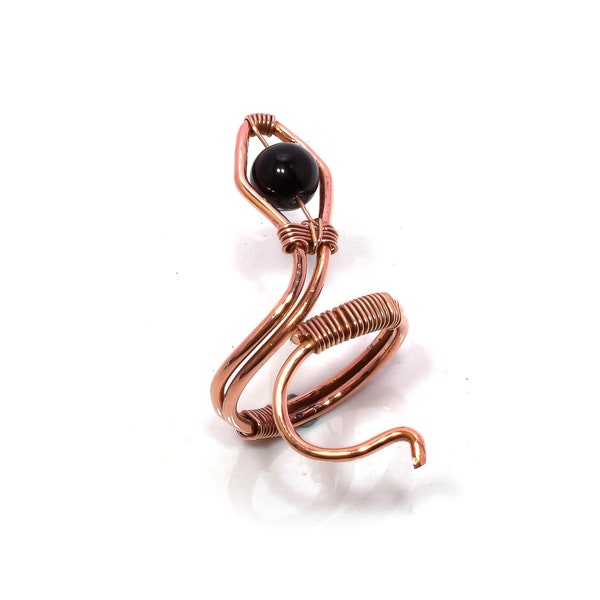 Banded Agate Gemstone Beads Ring Handmade Copper Wrapped Ring Jewelry Snake Ring Gift For Her Boho Jewelry Women wire wrapped jewelry