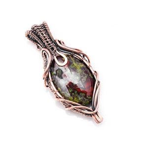 Dragon Blood Jasper Copper Wire Wrapped Pendant Dragon Blood Jasper Gemstone Handmade Pendant Birthstone Pendant Necklace Jewelry For Gift