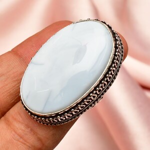 Owyhee Opal Gemstone 925 Sterling Silver Ring (Size 6)  Handmade Jewelry Unisex Big Oval Shape Multi Jewelry Ring Gift for Her