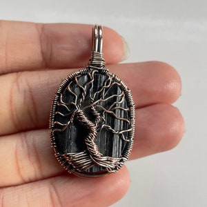 Black Tourmaline Rough Copper Wire Wrapped Pendant Tourmaline Gemstone Pendant Handmade   Rough Pendant Necklace Gift