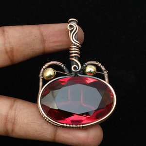 Garnet Copper Wire Wrapped Pendant Garnet Gemstone Handmade Pendant Birthstone Pendant Necklace Jewelry For Gift