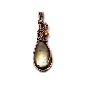 Handmade Apache Pyrite Copper Wire Wrapped Pendant - 7cm Jewelry