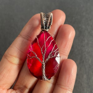 Tree of Life Garnet Copper Wire Wrapped Pendant Garnet Gemstone Pendant Handmade Wire Wrapped Jewelry Garnet Pendant Necklace Jewelry For