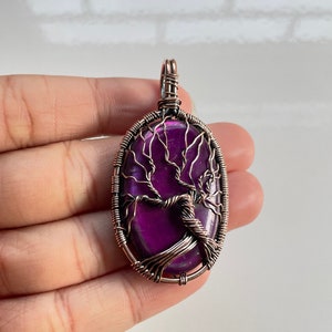 Tree Of Life Purple Labradorite Copper Wire Wrapped Pendant Purple Labradorite Gemstone Pendant Handmade Purple Pendant Necklace Jewelry For