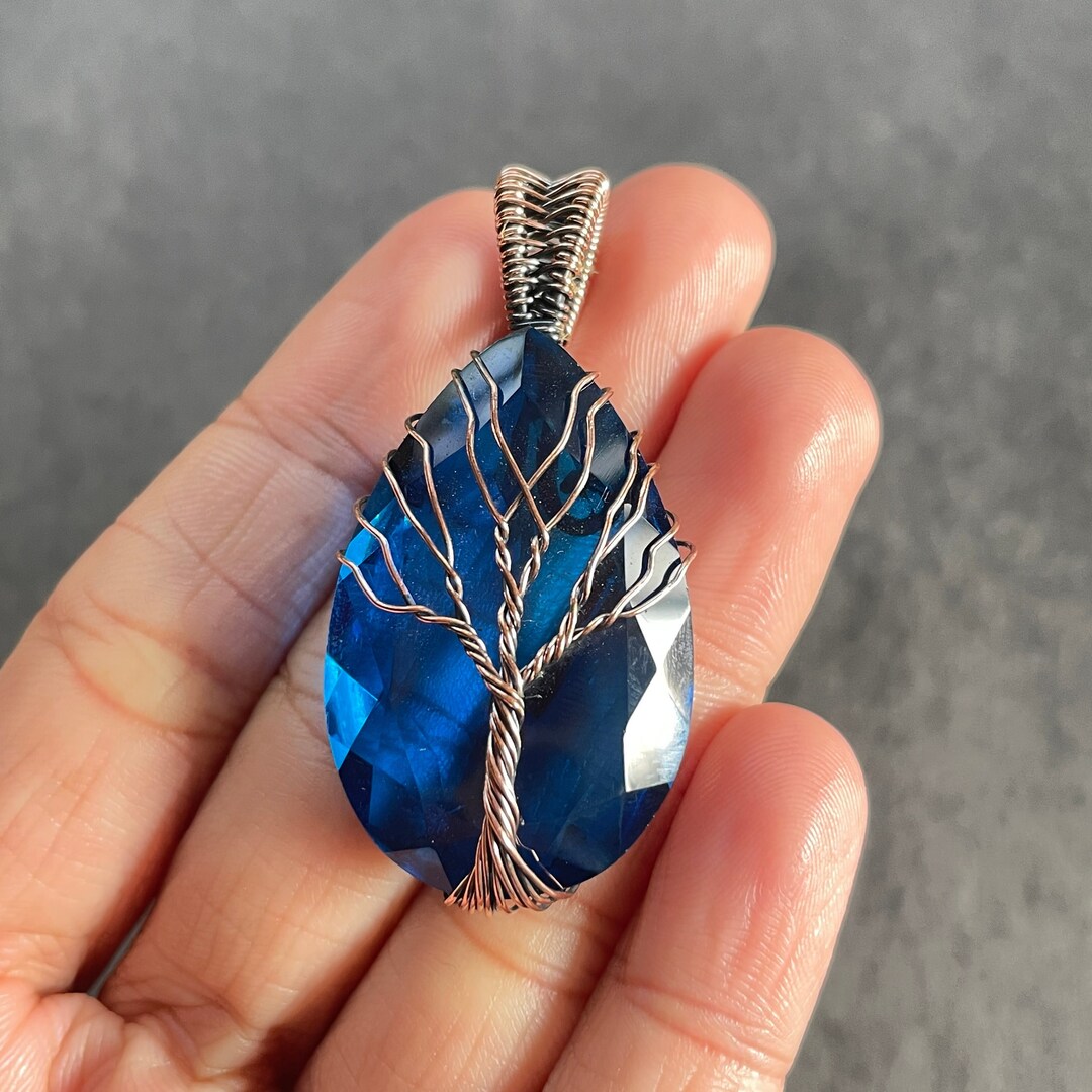 Copper Topaz Tree of Life Blue Topaz Copper Wire Wrapped Pendant - Etsy