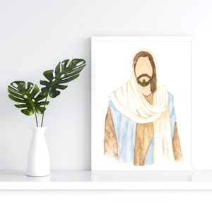 Jesus Watercolor Portrait, Jesus painting, Jesus art, Jesus wall art, Jesus picture, Jesus watercolor, home decor, LDS art, printable