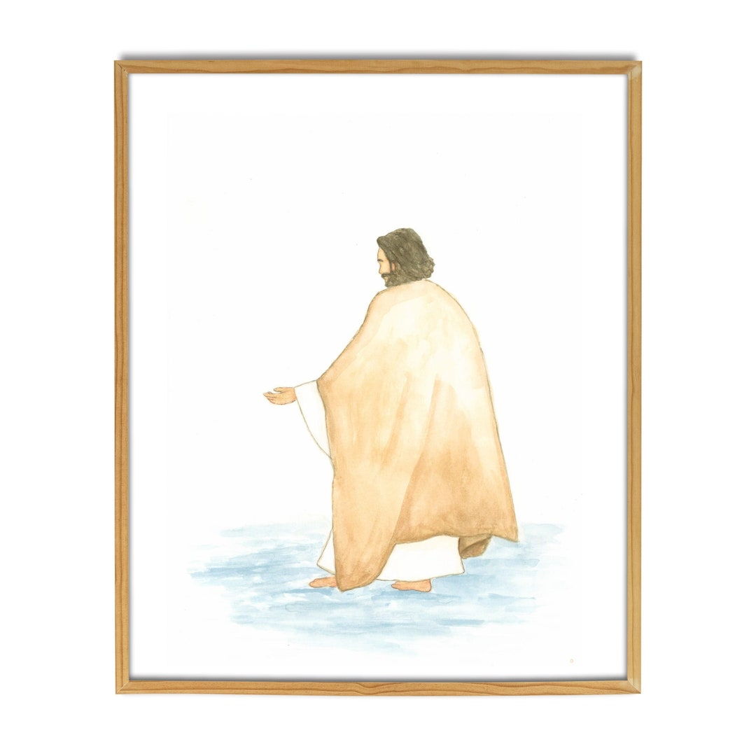 Jesus Walking on Water, Watercolor Portrait, Jesus Christ Painting ...