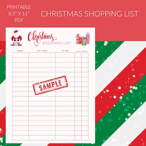 Christmas Shopping List for family, kid, Printable Checklist, Holiday Shopping Tracker, Printable Christmas Gift List, Gift Tracker, List