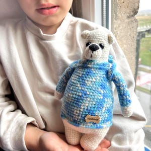 Gehaakt ijsbeerspeelgoed, amigurumi-knuffel, handgemaakt babycadeau, zacht dierenspeelgoed