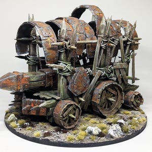 Handmade Wooden Battering Ram – Wargaming Terrain, Fantasy Siege Engine, Diorama Model
