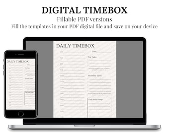 Planificateur quotidien | Agenda numérique quotidien | Boîte à temps numérique | Boîte horaire quotidienne | Timebox | Planificateur de timebox | Gestion du temps